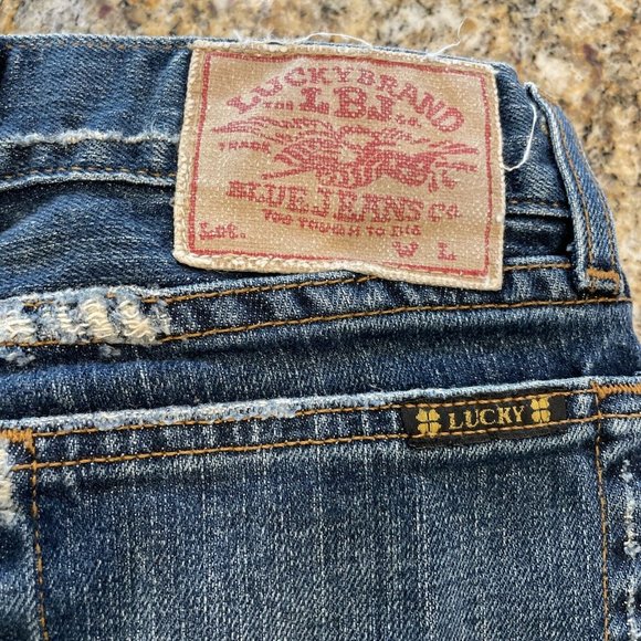 Lucky Brand Dungarees "Dream Jean” Womens Size 4/27 Long Made Is USA Dark Wash - Picture 5 of 12